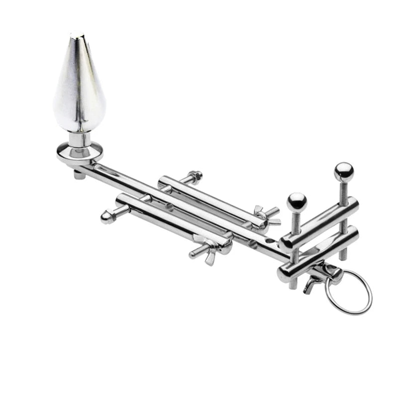 Stainless Steel Testicle and Penis Clamp with Anal Plug BallbustingToys.com Stainless Steel Testicle and Penis Clamp with Anal Plug BallbustingToys.com