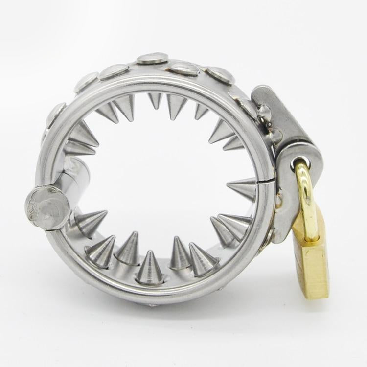 Lockable Stainless Steel Spiked Scrotum Ring