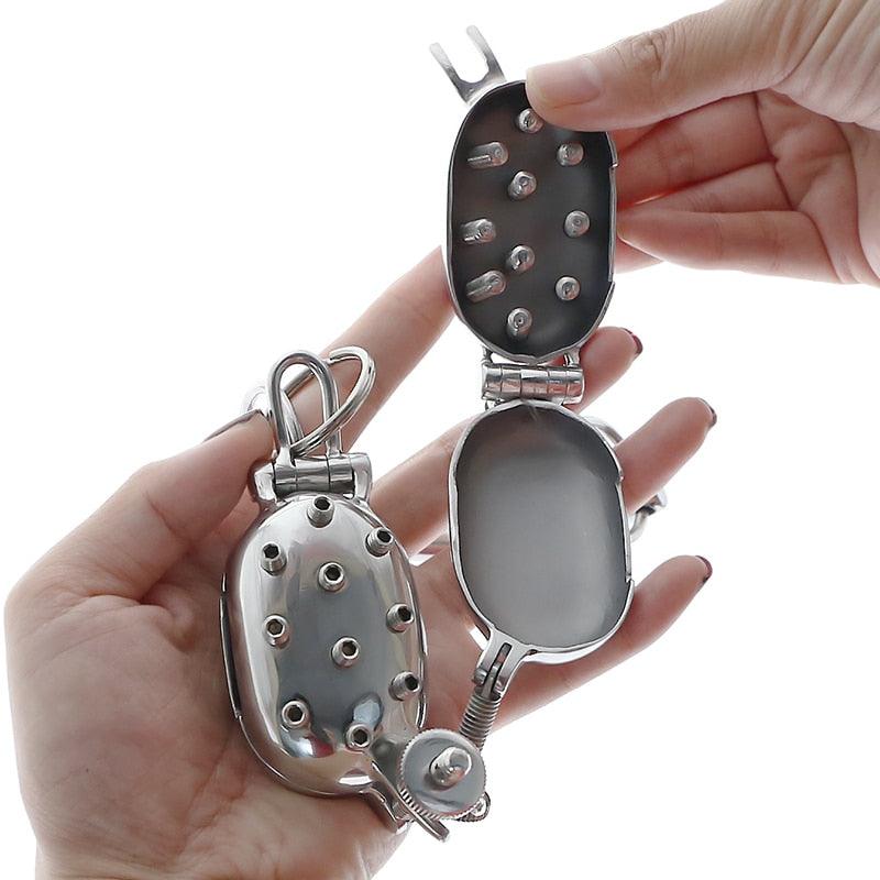 Stainless Steel Evil Ball Stretcher with Spiked Crusher BDSM New Ball  stretchers for Men's Testicles