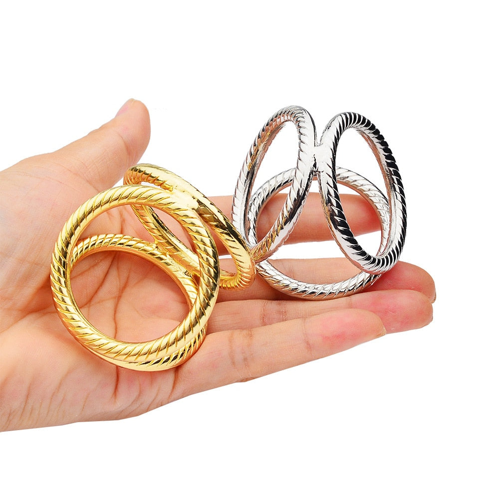 Stylish Steel Triple Cock and Ball Ring