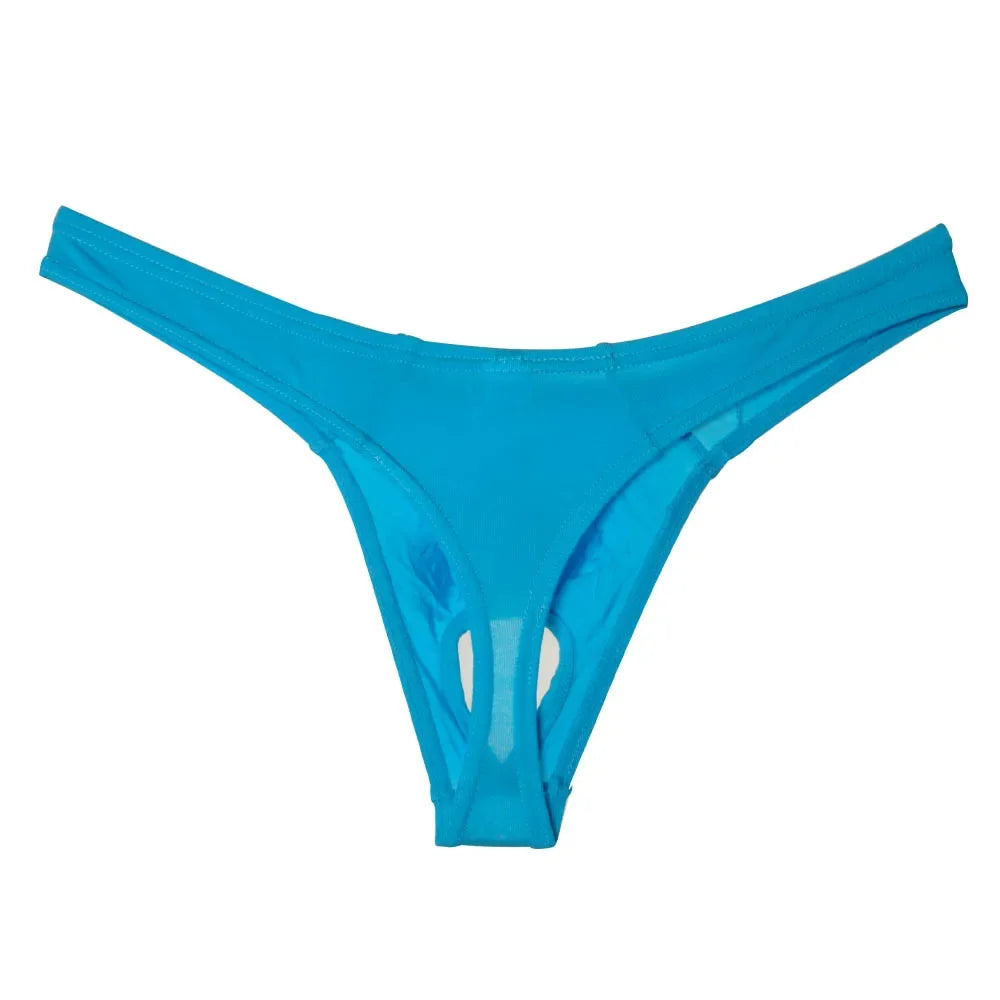 Mens Open Balls Hole Crotchless Thong Underwear