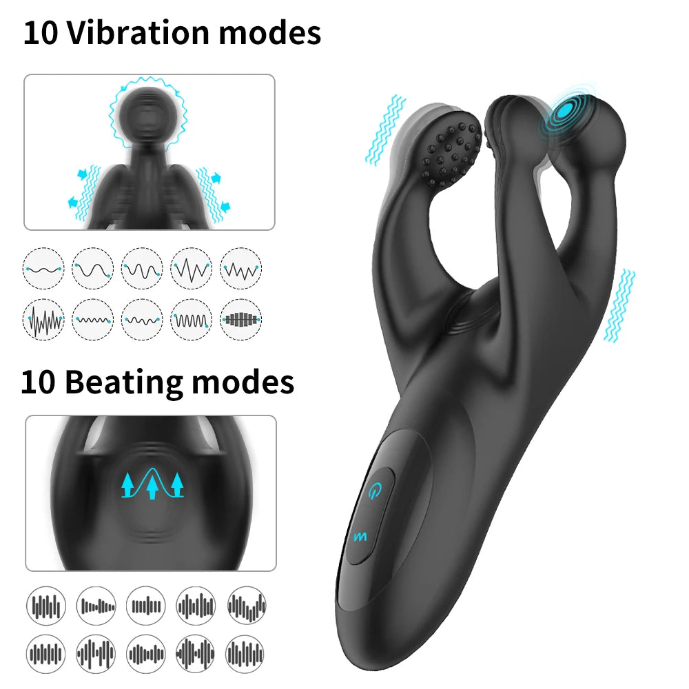 3 Prong Silicone Testicle Massager Vibrator