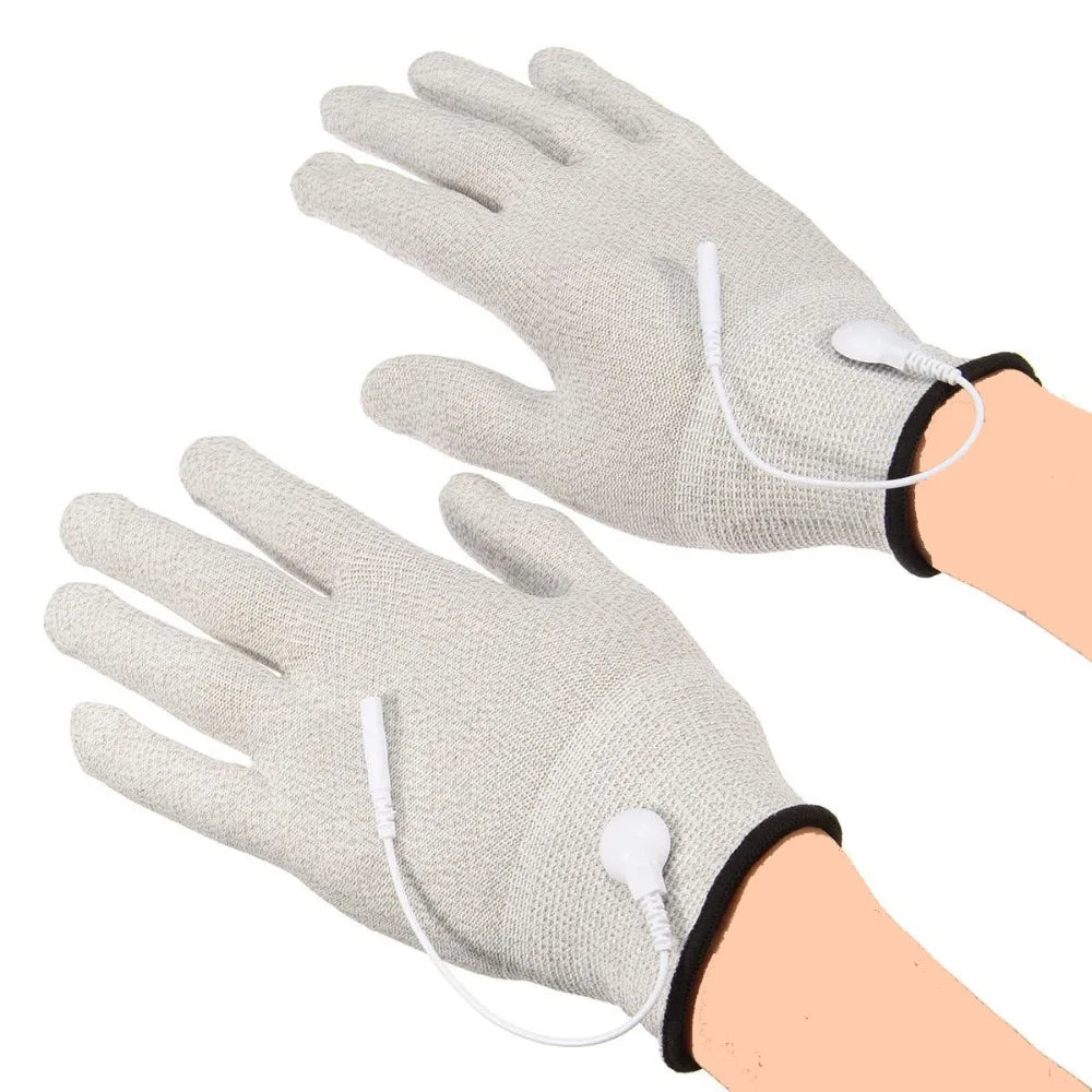 Electric Shock E-Stim White Conductive Gloves