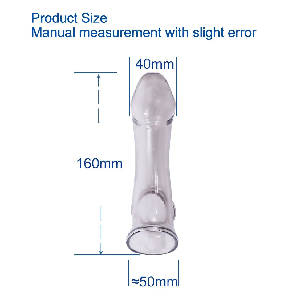 See Through Dick Enlargement Chastity Sleeve with Testicle Hole