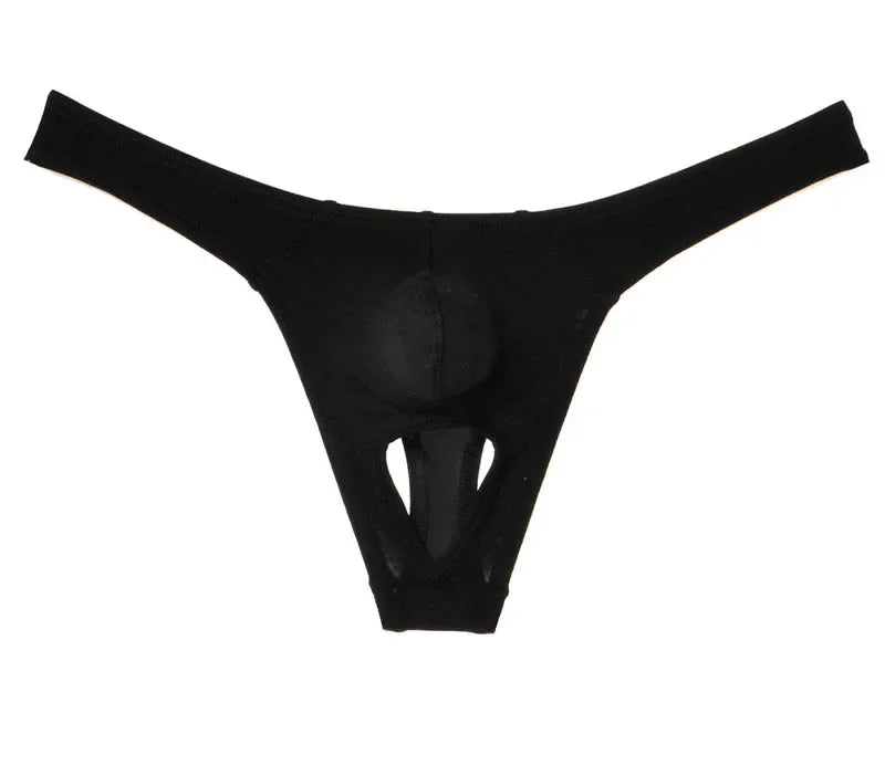 Mens Open Balls Hole Crotchless Thong Underwear