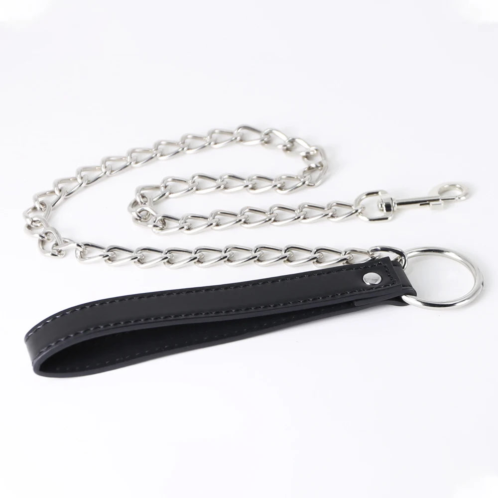 Stainless Steel Metal Locking Cock Cage Sex and Leash