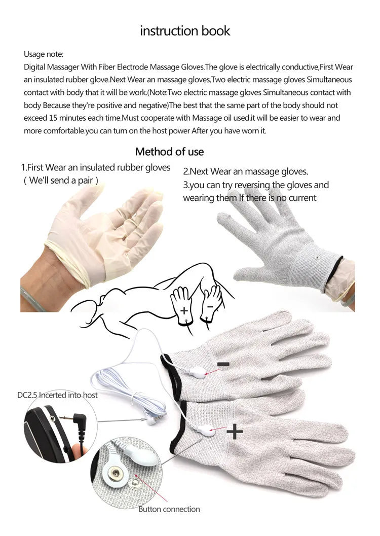 Electric Shock E-Stim White Conductive Gloves