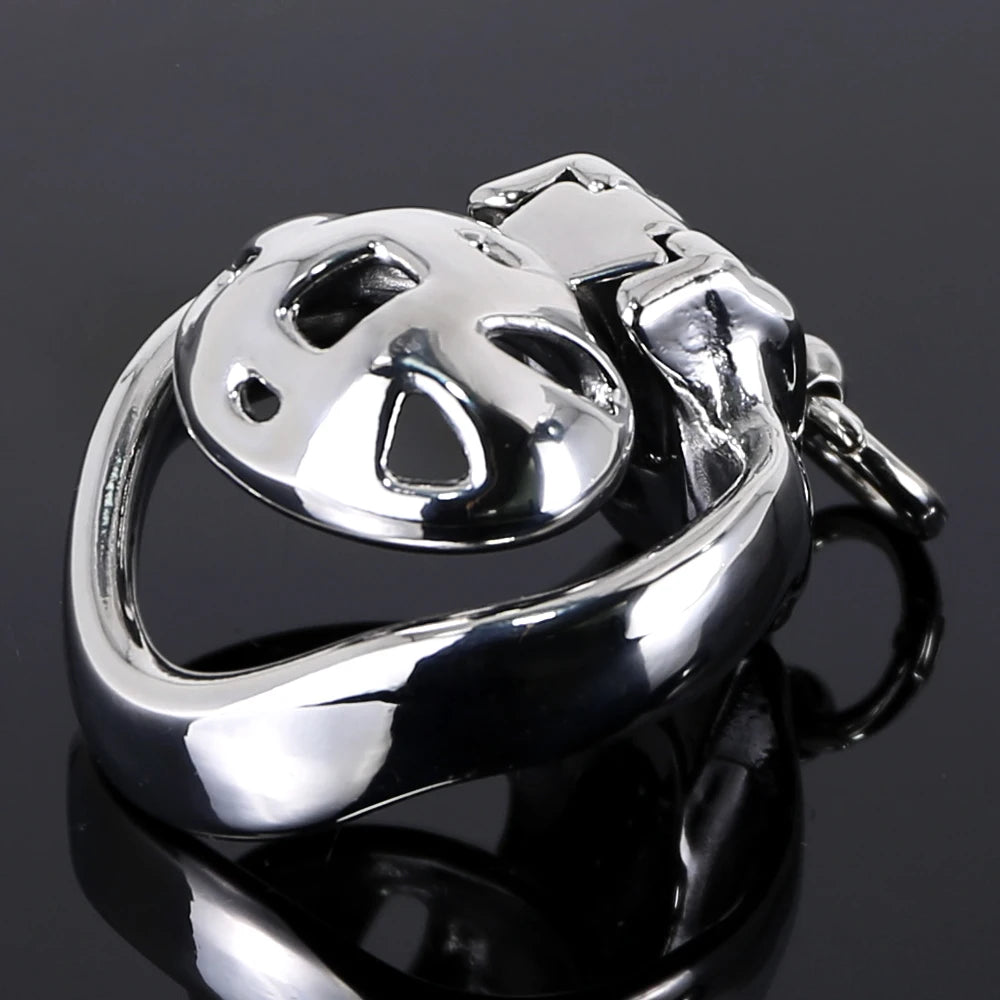 Stainless Steel Metal Locking Cock Cage Sex and Leash