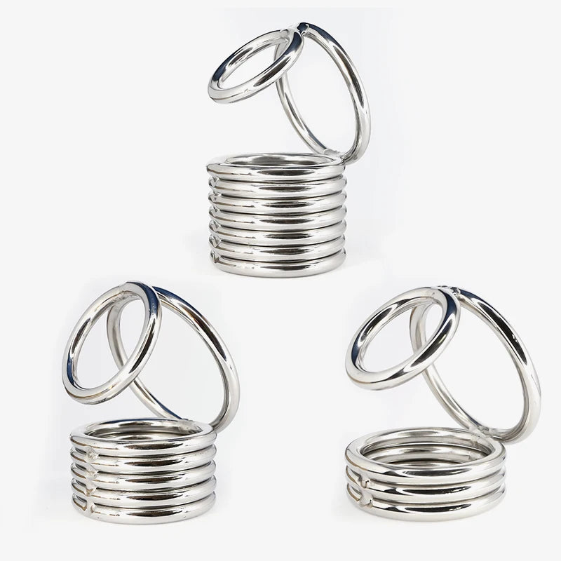 Spiral Stainless Steel Cock Ring & Ball Stretcher