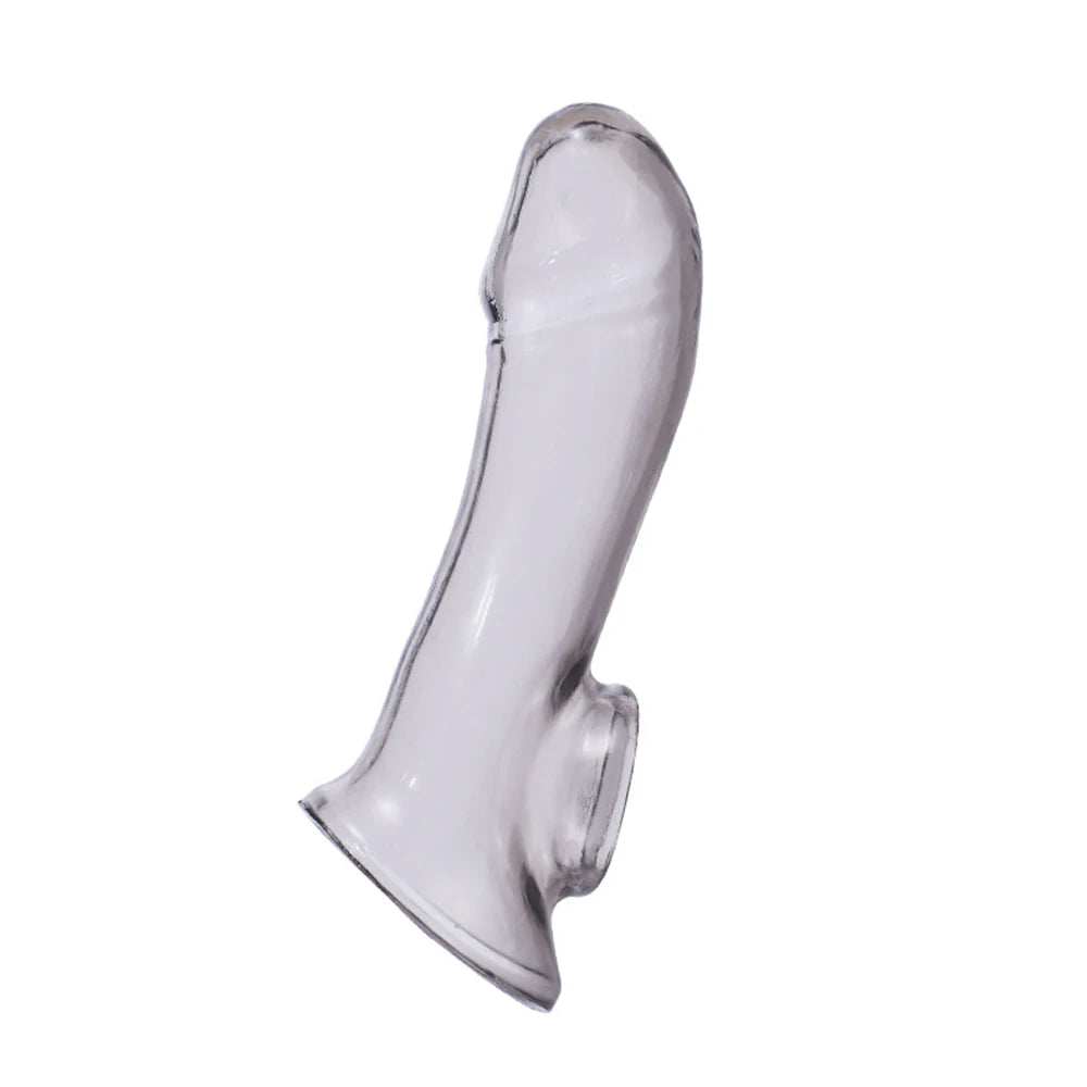 See Through Dick Enlargement Chastity Sleeve with Testicle Hole