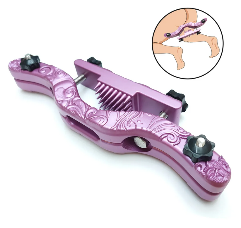 pretty-pink-purple-sissy-bdsm-testicle-cbt-spiked-humbler