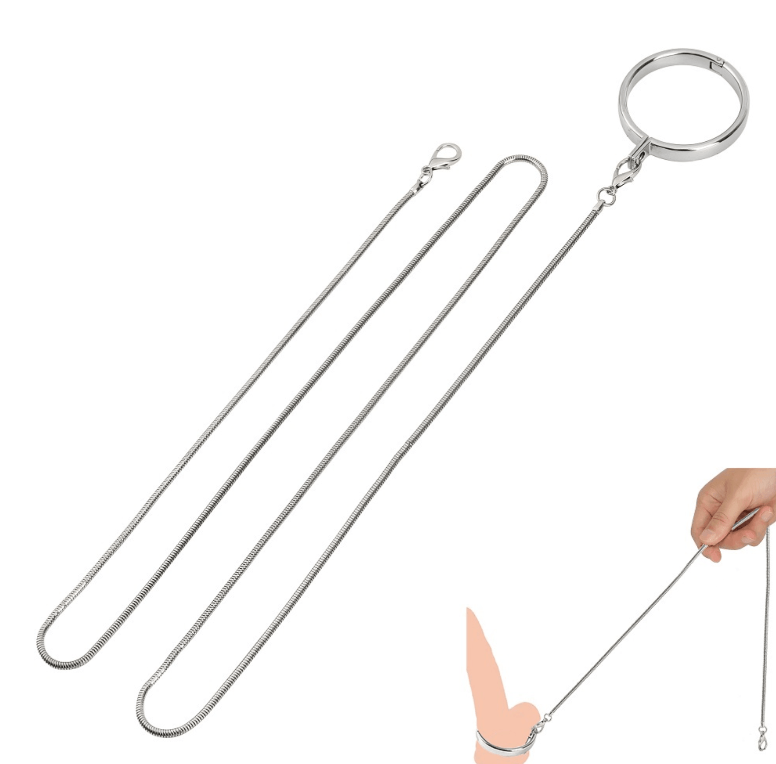 Metal Locking Genital Collar and Chain Lead - BallbustingToys.com