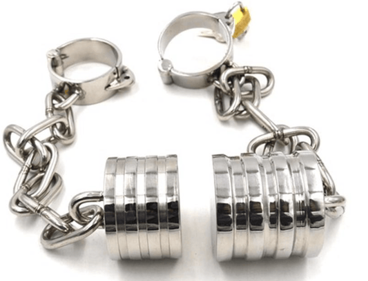 Weighted Stainless Steel Lockable Testicle Stretcher - BallbustingToys.com