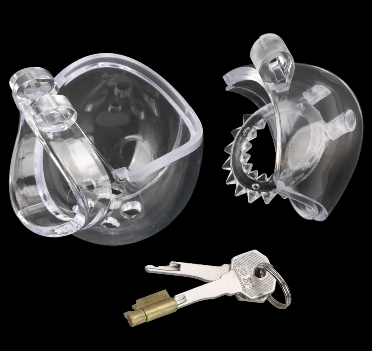 Fully Restrained Lockable Transparent Plastic Chastity Cage