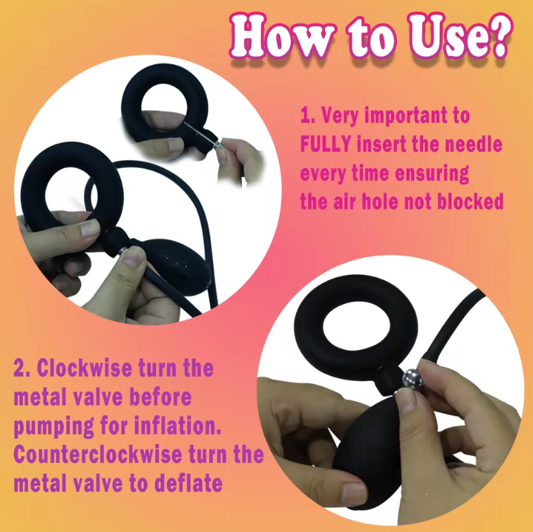 Inflatable Squeezing Penis or Testicles Ring