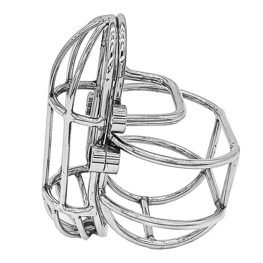 Male Stainless Steel Puncture Chastity Cage for Cock and Balls