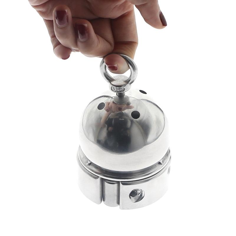 Heavy Stainless Steel Testicle and Penis Lockable Dome Cage