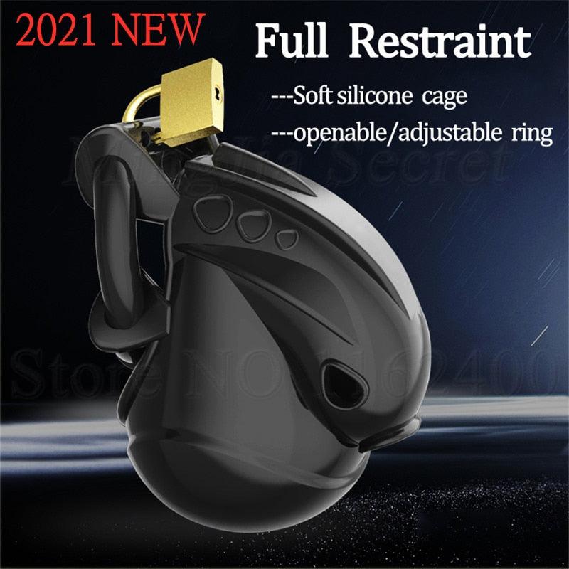 Fully Restrained Silicone Cock and Ball Chastity Cage