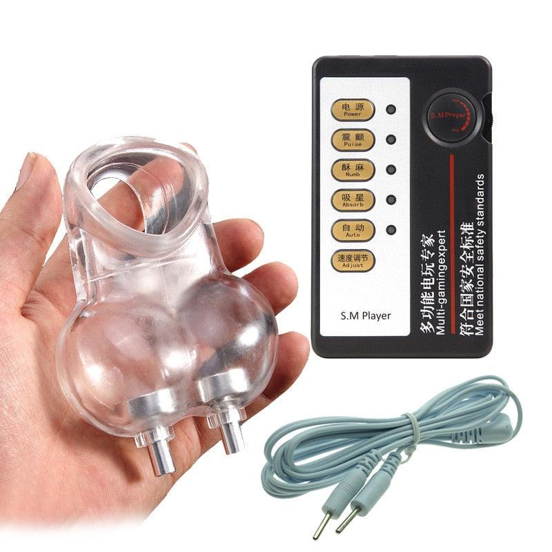 Silicone Electric Shock Testicle Cage and Controller