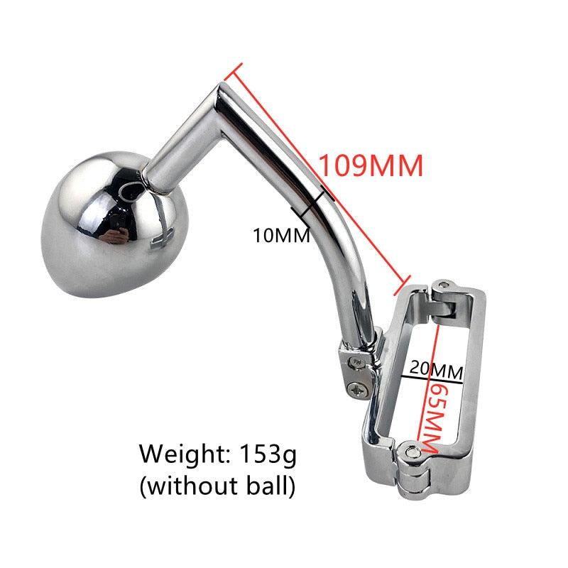 Stainless Steel Testicle/Scrotum Clamp with Anal Buttplug