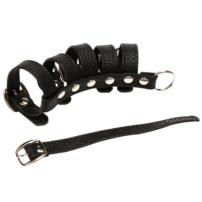 Black Faux Leather Penis and Testicle Harness Cage