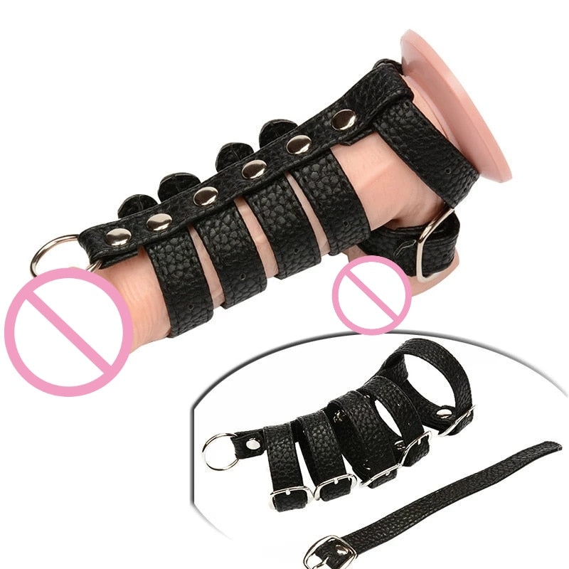 Black Faux Leather Penis and Testicle Harness Cage